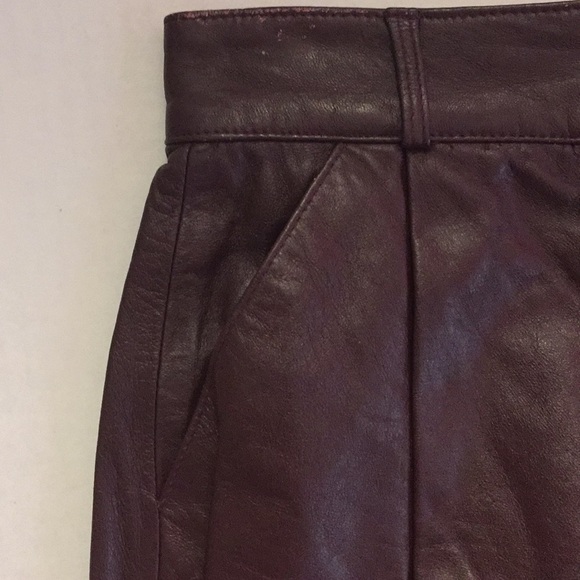 VINTAGE LEATHER SKIRT 80s JAG JEANS Pencil Oxblood Burgundy lined luxury Sz4 - Picture 9 of 9